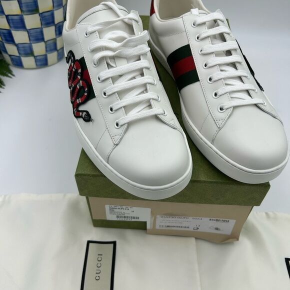 Men’s Gucci, ace embroidered leather sneakers, size 13 made in Italy - Picture 3 of 9